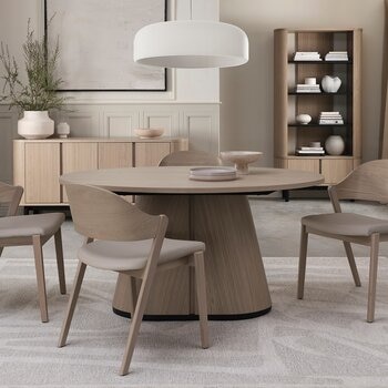 Bentley Designs Vega Scandi 橡木 & 胡椒色 餐桌椅五件組