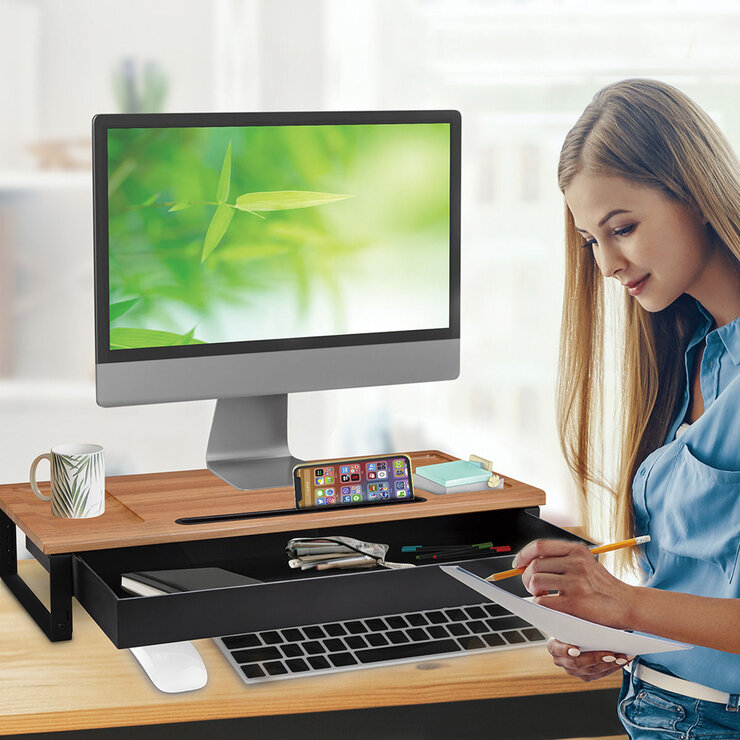 HAWK MONITOR STAND可調高度螢幕置物架含抽屜54 X 24 X高10-15 CM