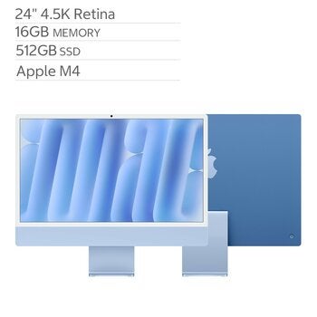 Apple iMac 24吋 搭配 M4 晶片 10核心 CPU 10核心 GPU 512GB SSD 藍色