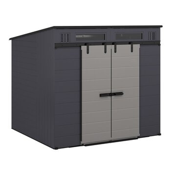 Suncast 8呎 X 7呎 直立式雙滑門儲藏屋