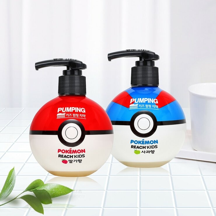 麗奇 寶可夢按壓式兒童牙膏組 250公克 X 2入(草莓 & 蘋果)