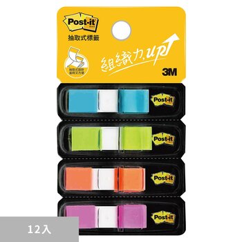 3M Post-it 可再貼四色抽取式標籤 12公釐 X 44公釐 X 12入 683-4ABX