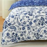 HOYACASA 300織純棉雙人加大床包兩用被套四件組 182公分 X 190公分 藍雨