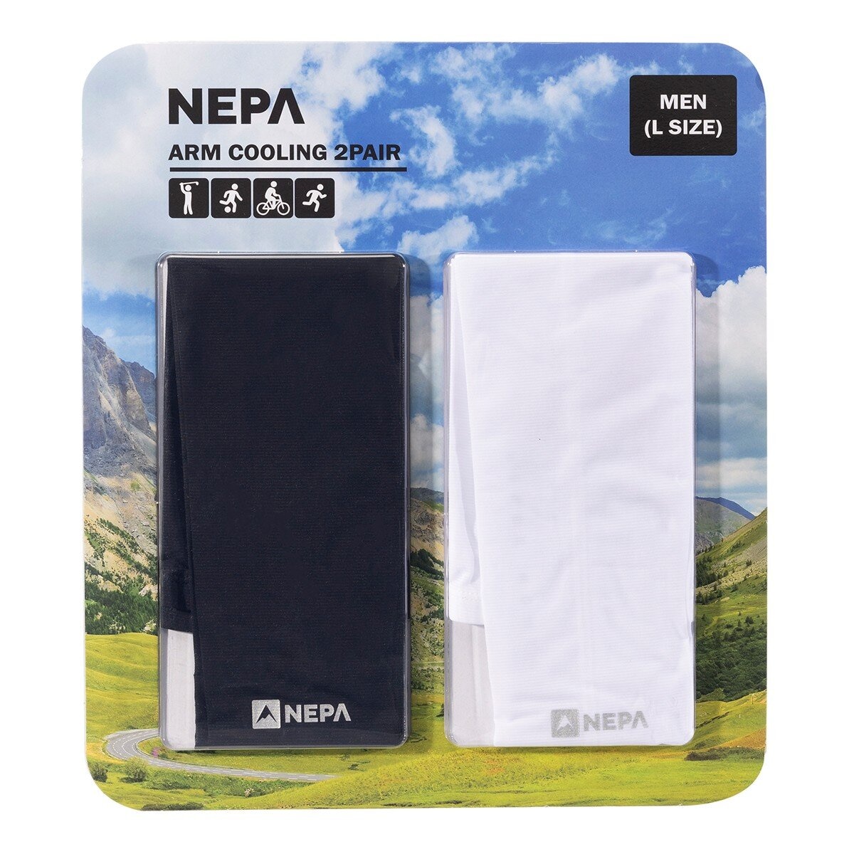 NEPA 涼感袖套 2雙 黑+白 男用