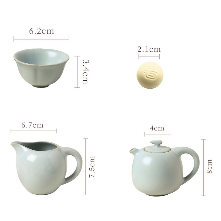 陸寶 汝窯錦珠壺茶組 9件組