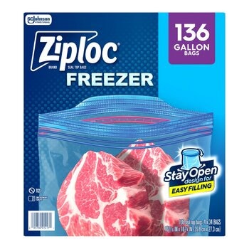 Ziploc 雙層夾鏈冷凍保鮮袋 大 136入