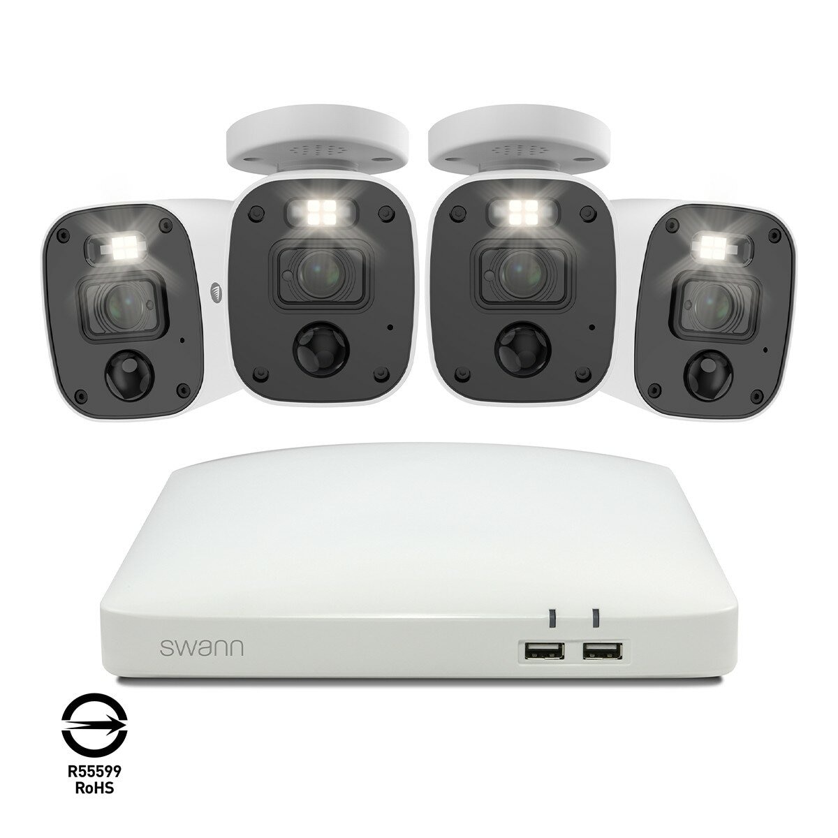 Swann 4K SwannForce 槍型模擬音頻攝影機 X 4 + 8 通道DVR套裝 2TB HDD