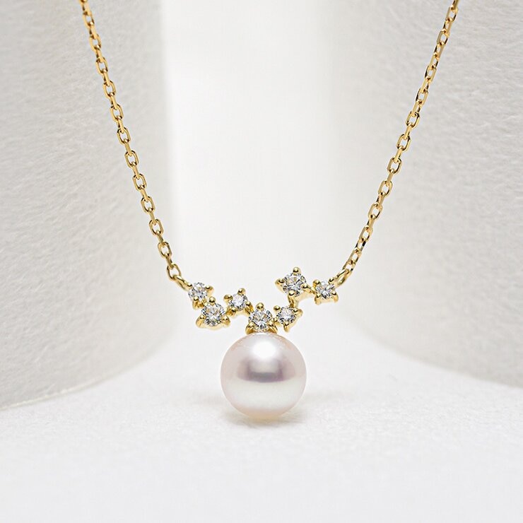 Tokyo Pearl 0.09克拉 18K黃K金 5.5公釐 - 6.0公釐 南海白珍珠項鍊