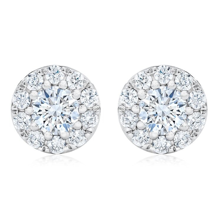 1克拉 14K白K金 圓形鑽石項鍊耳環組 VS2/I