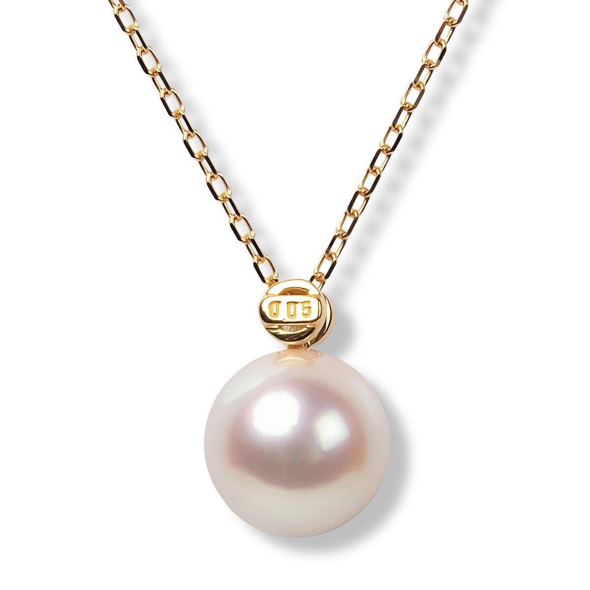 Tokyo Pearl 18K黃K金 8.0公釐 - 8.5公釐 Akoya 珍珠鑽石項鍊