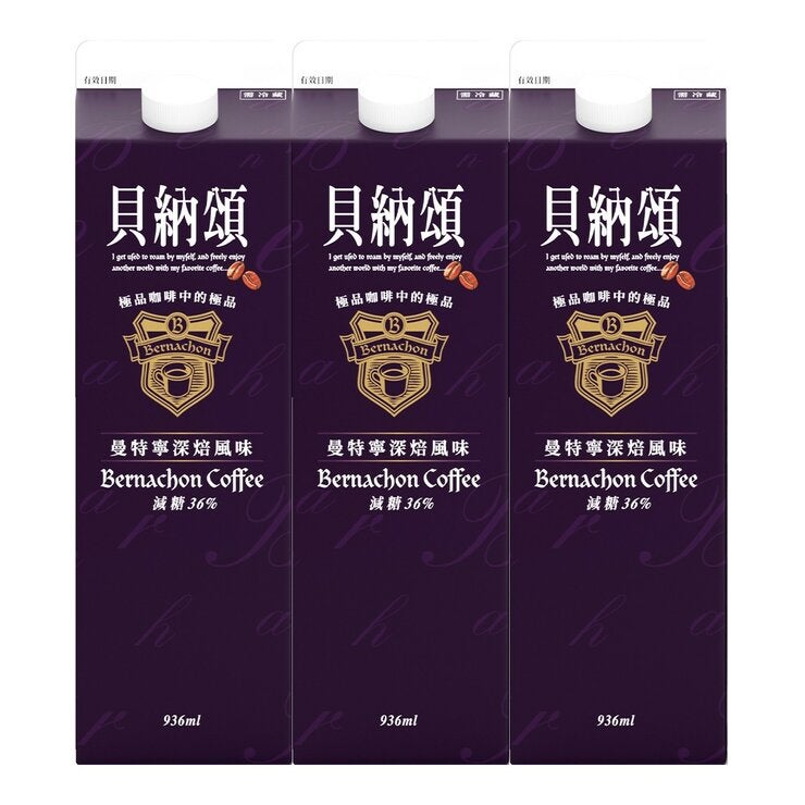 貝納頌 曼特寧深焙風味咖啡 936毫升 X 3入 貝納頌 曼特寧深焙風味咖啡 936毫升 X 3入