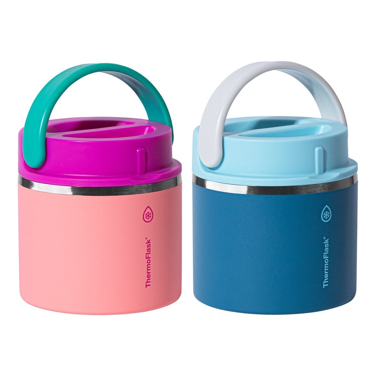 Thermoflask 不鏽鋼真空食物燜燒罐 591毫升 X 2件組 珊瑚粉+藍 Thermoflask 不鏽鋼真空食物燜燒罐 591毫升 X 2件組 珊瑚粉+藍