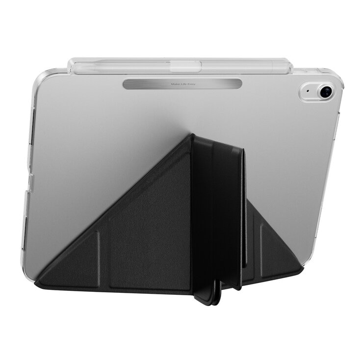 MAGEASY Facet 全方位支架透明背蓋保護套 (筆槽款) 適用於 2022 iPad 10.9吋 A14 & 2025 iPad 11吋 A16 黑色