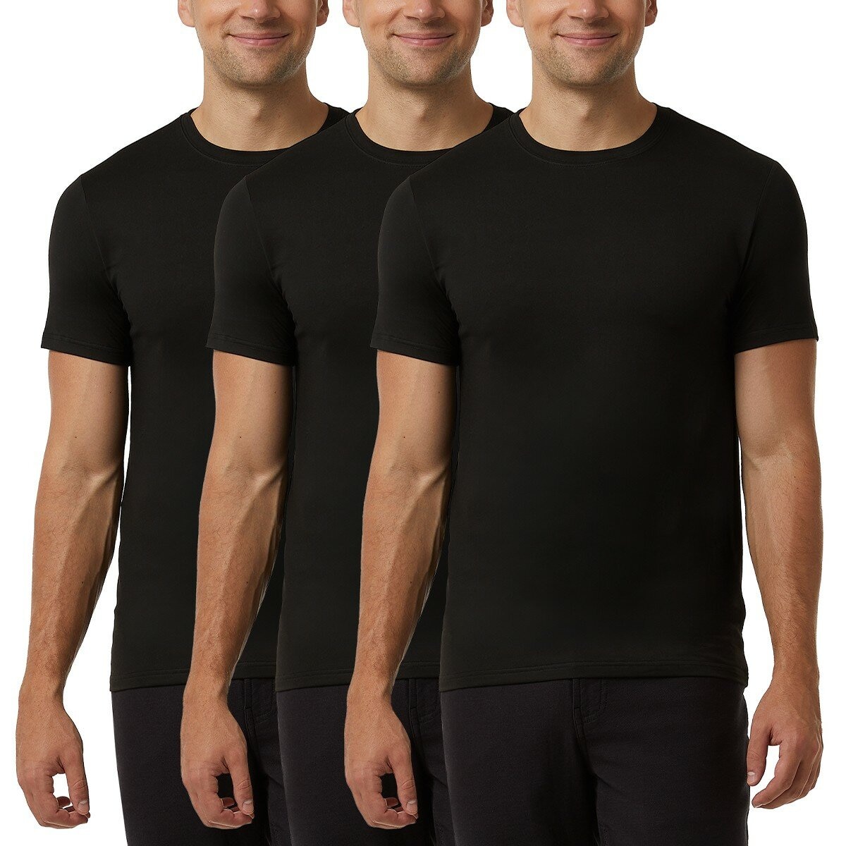 32 Degrees 男短袖涼感上衣三件組 L 黑