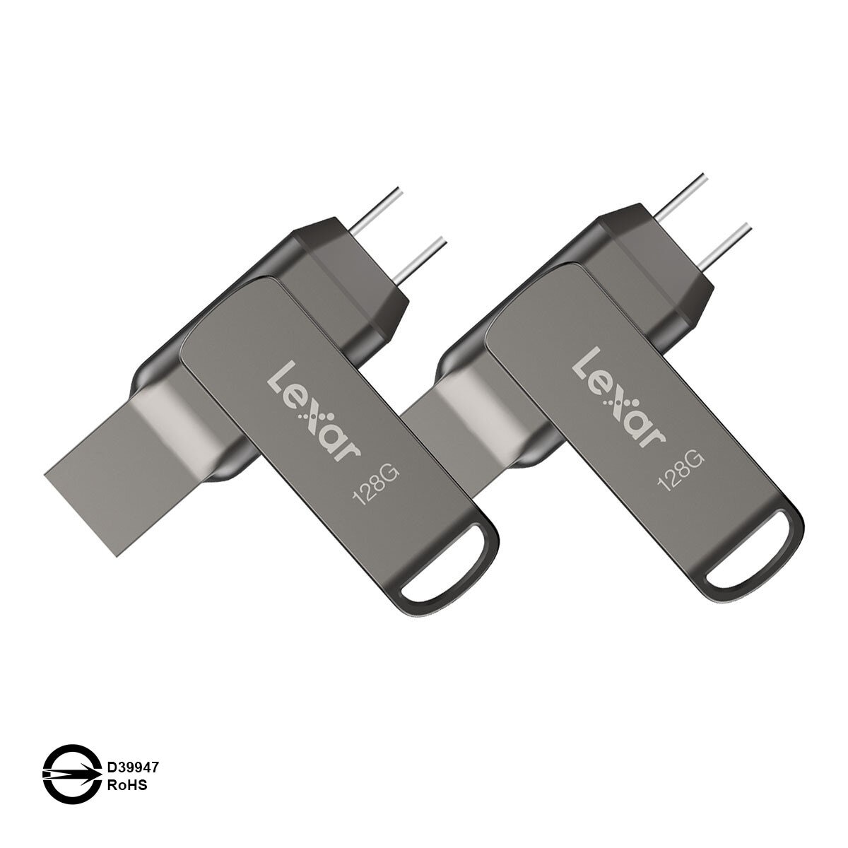 Lexar 雷克沙 JumpDrive Dual Drive D400 USB 3.1 Type-C / Type-A 128GB 雙接口隨身碟 2入組