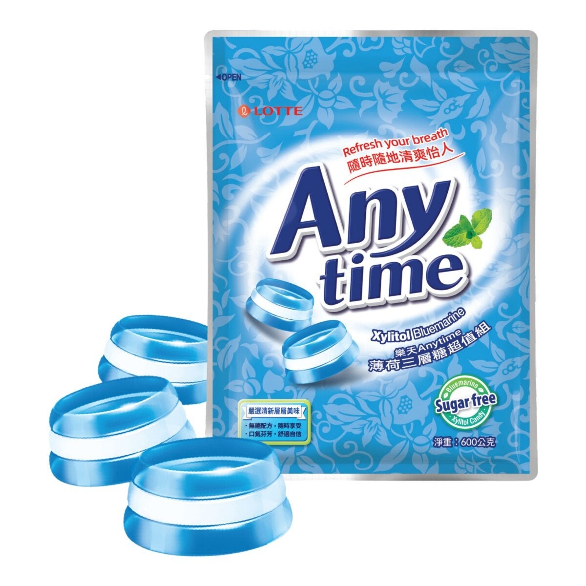 樂天 Anytime 薄荷三層糖超值組 600公克