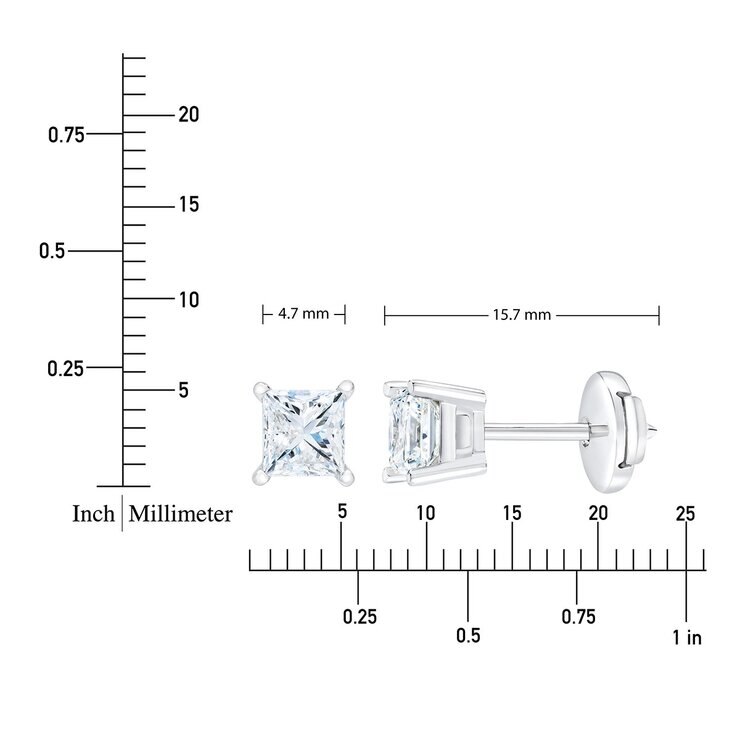 1.40克拉 14K白K金 公主方形鑽石耳環 VS2/I