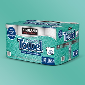 Kirkland Signature 科克蘭 隨意撕特級廚房紙巾 160張 X 12捲 Kirkland Signature 科克蘭 隨意撕特級廚房紙巾 160張 X 12捲