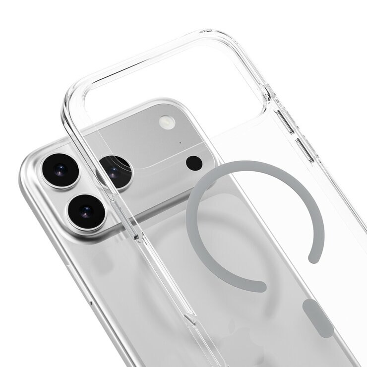 MAGEASY Bright M 不發黃軍規磁吸透明殼 iPhone 17 Pro Max(迷霧磁圈) + 鏡頭保護貼Lenz(白色) + Vetro 9H 鋼化玻璃保護膜