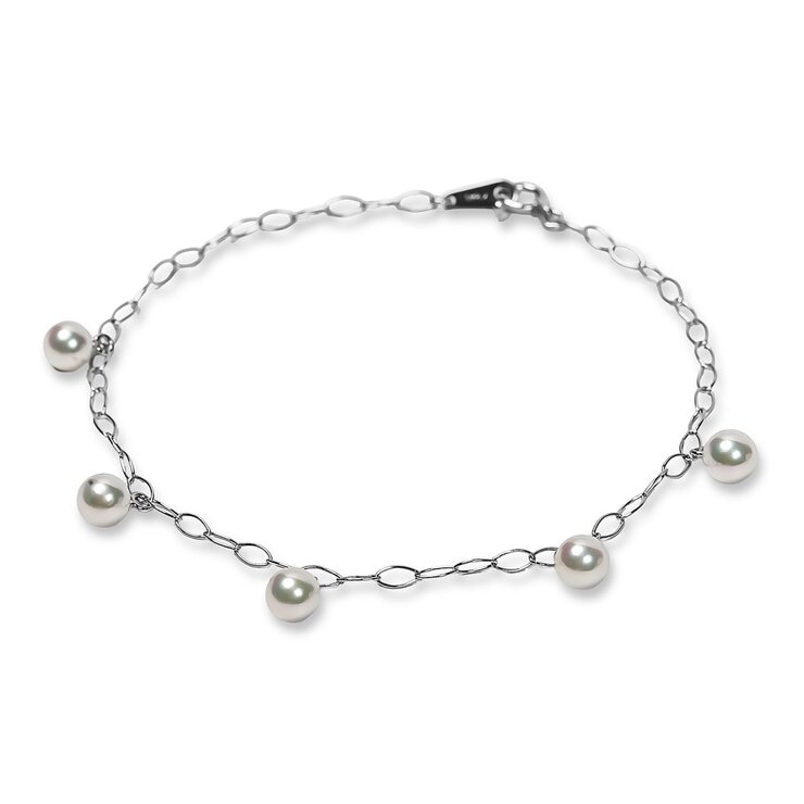Tokyo Pearl 18K白K金 4.5公釐 - 5.5公釐 Akoya 珍珠手環