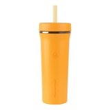 ThermoFlask 不鏽鋼吸管隨行杯附提把 950毫升 X 2件組 橘 + 粉