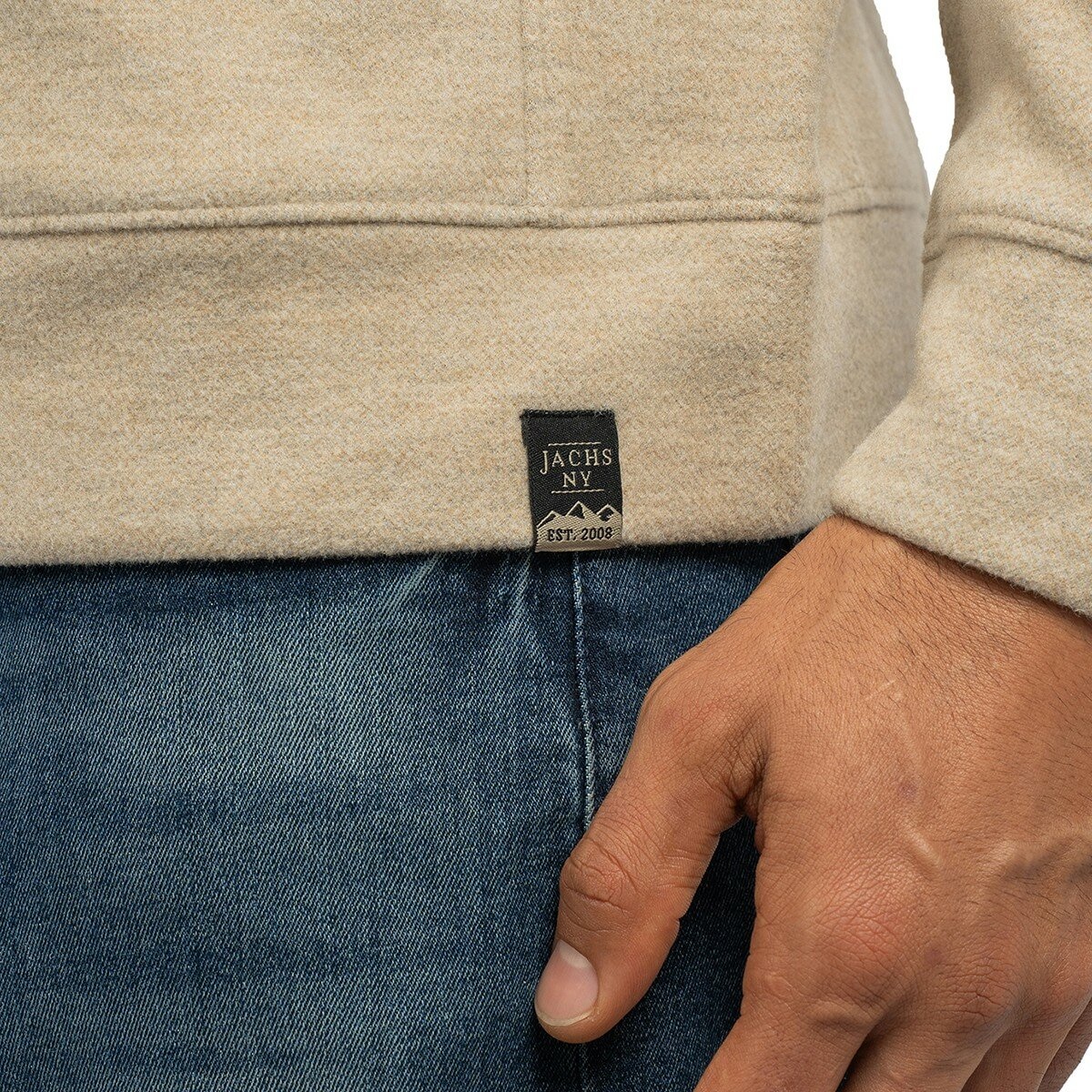 Jachs 男羊毛混紡連帽上衣 卡其