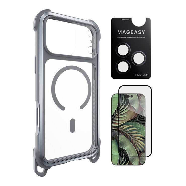 MAGEASY Odyssey Strap M 超軍規防摔掛繩手機殼 iPhone 17 Pro Max(迷霧/高冷灰) + 鏡頭保護貼Lenz 鈦合金(午夜鈦) + Vetro 9H 鋼化玻璃保護膜 MAGEASY Odyssey Strap M 超軍規防摔掛繩手機殼 iPhone 17 Pro Max(迷霧/高冷灰) + 鏡頭保護貼Lenz 鈦合金(午夜鈦) + Vetro 9H 鋼化玻璃保護膜