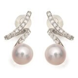 Tokyo Pearl 0.21克拉 18K白K金 6.5公釐 Akoya珍珠鑽石耳環