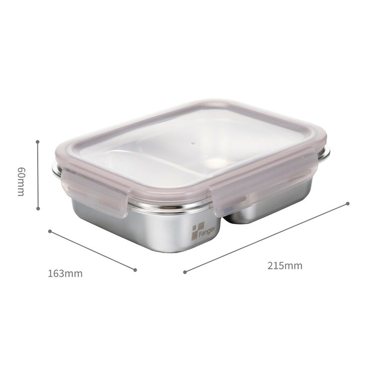 Fenger 可微波304不鏽鋼分隔保鮮盒 含蓋4件組 二隔1000毫升