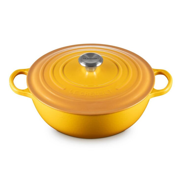 Le Creuset 媽咪鑄鐵鍋 含鋼頭鍋蓋 28公分 杏桃黃