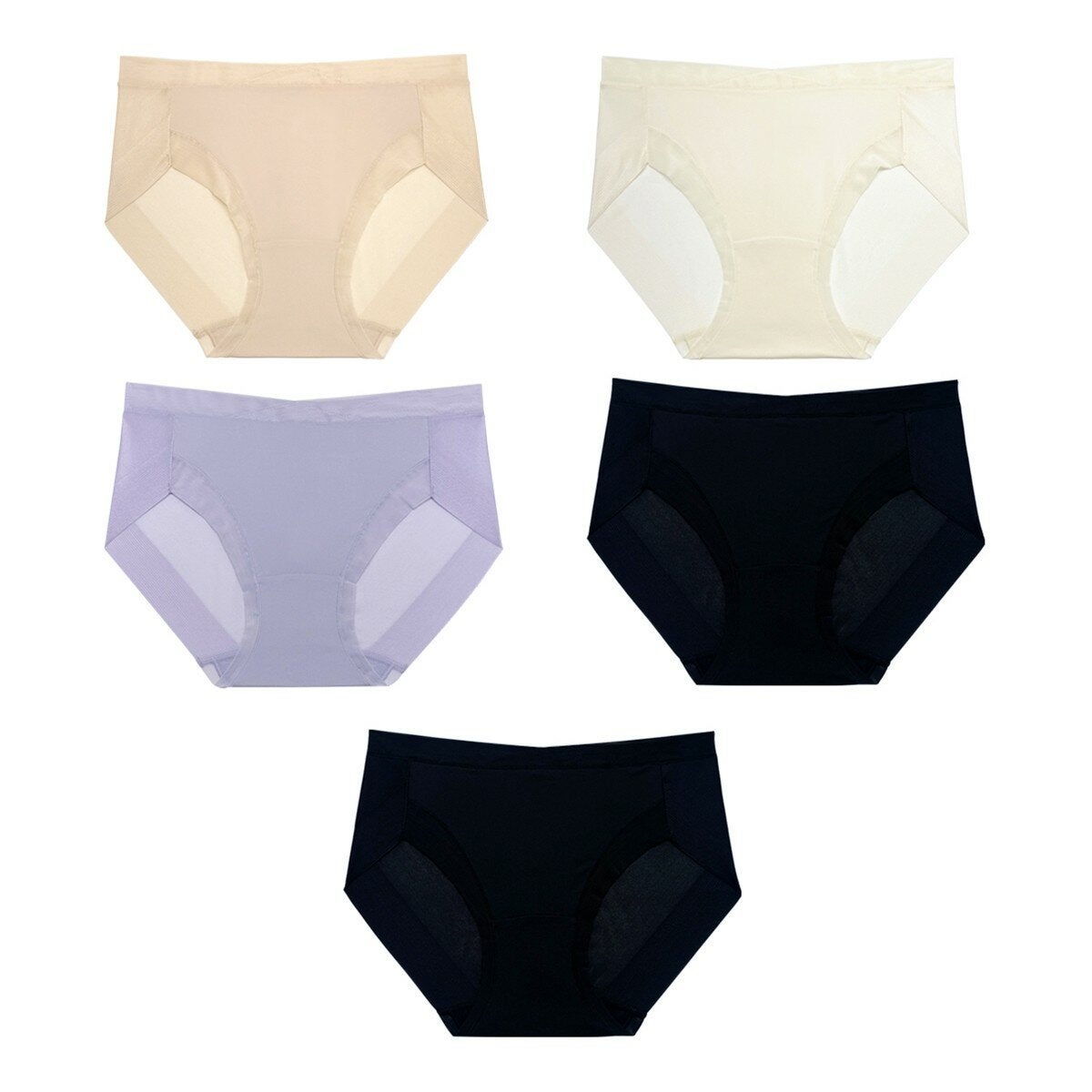Body Blue 女無痕內褲 5入組 XL 米+膚+紫+黑+黑