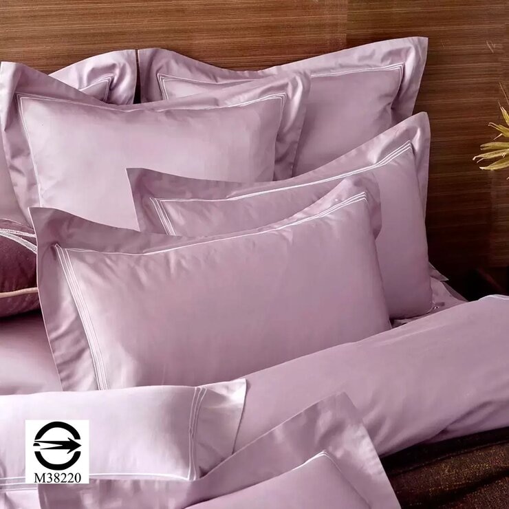 La Belle 雙人300織純棉刺繡被套床包 4件組 150公分 X 186公分 甜藕粉