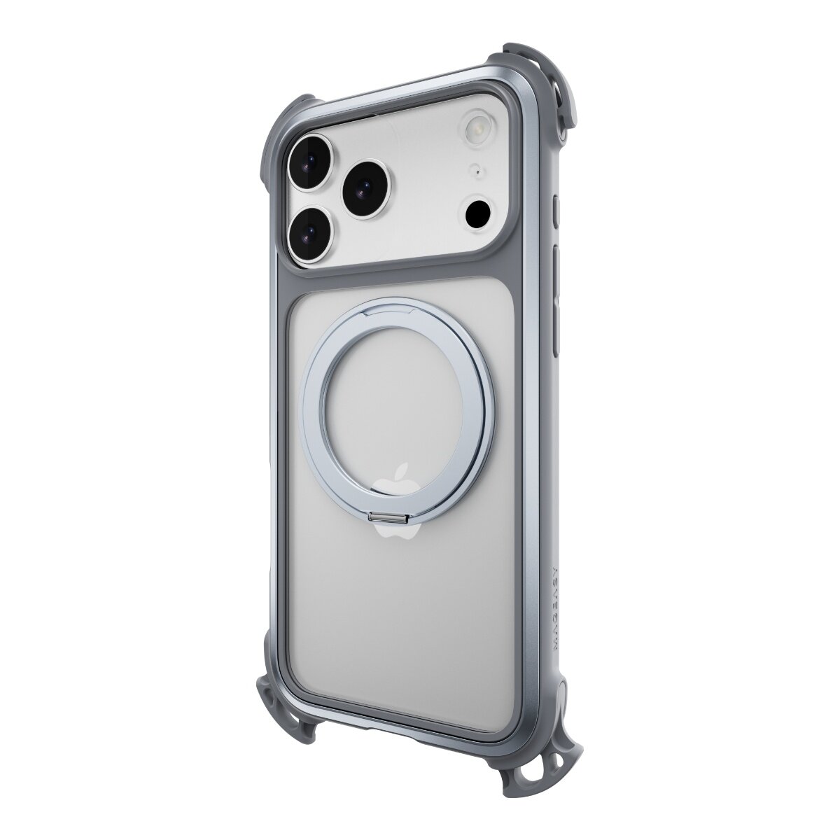 MAGEASY Odyssey Ultra M 終極防摔磁吸支架掛繩手機殼 iPhone 17 Pro Max(迷霧/岩石灰) + 鏡頭保護貼Lenz(珊瑚) + Vetro 9H 鋼化玻璃保護膜