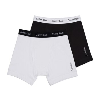 Calvin Klein 男平口彈性內褲2入組 黑&白 Calvin Klein 男平口彈性內褲2入組 黑&白