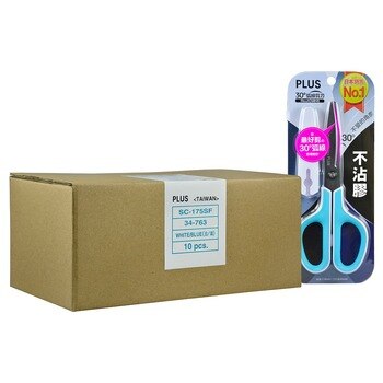 PLUS 30 度弧線不沾膠剪刀10 入 PLUS 30 度弧線不沾膠剪刀10 入
