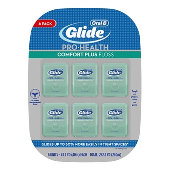 Glide 清潔舒適牙線 - 薄荷口味 40 公尺 6 入 Glide 清潔舒適牙線 - 薄荷口味 40 公尺 6 入