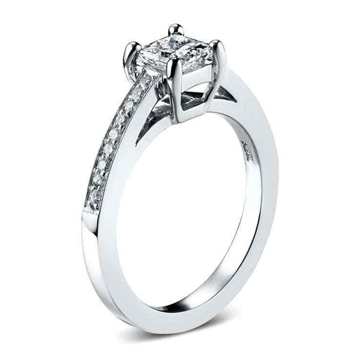 0.77克拉 鉑金 方形鑽石戒指 VS2/I