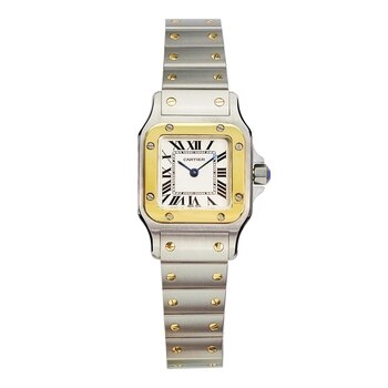 Cartier Santos 系列 18kt 黃金雙色不鏽鋼錶帶方形石英女錶 Cartier Santos 系列 18kt 黃金雙色不鏽鋼錶帶方形石英女錶