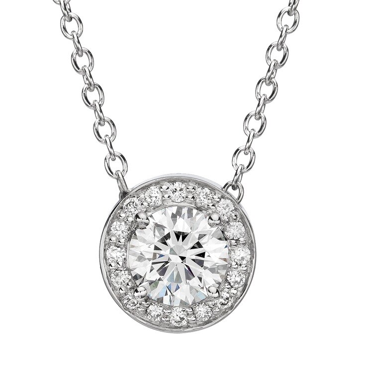 33克拉圆形18k白k金钻石项鍊 vvs2, f