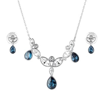 Swarovski 藍色水晶項鍊耳環組 Swarovski 藍色水晶項鍊耳環組