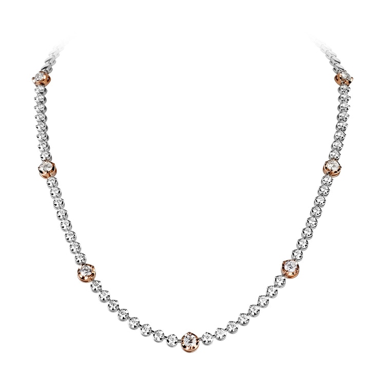 65克拉圆形18k白k金,18k玫瑰金钻石项鍊 vs2, i