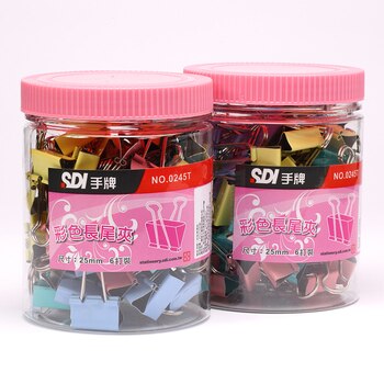 手牌塑膠桶彩色長尾夾25mm X 144入 手牌塑膠桶彩色長尾夾25mm X 144入