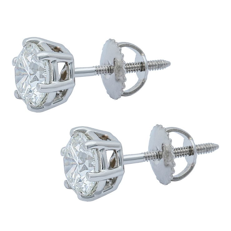 2.00克拉鉑金 圓形鑽石耳環 VS1/I